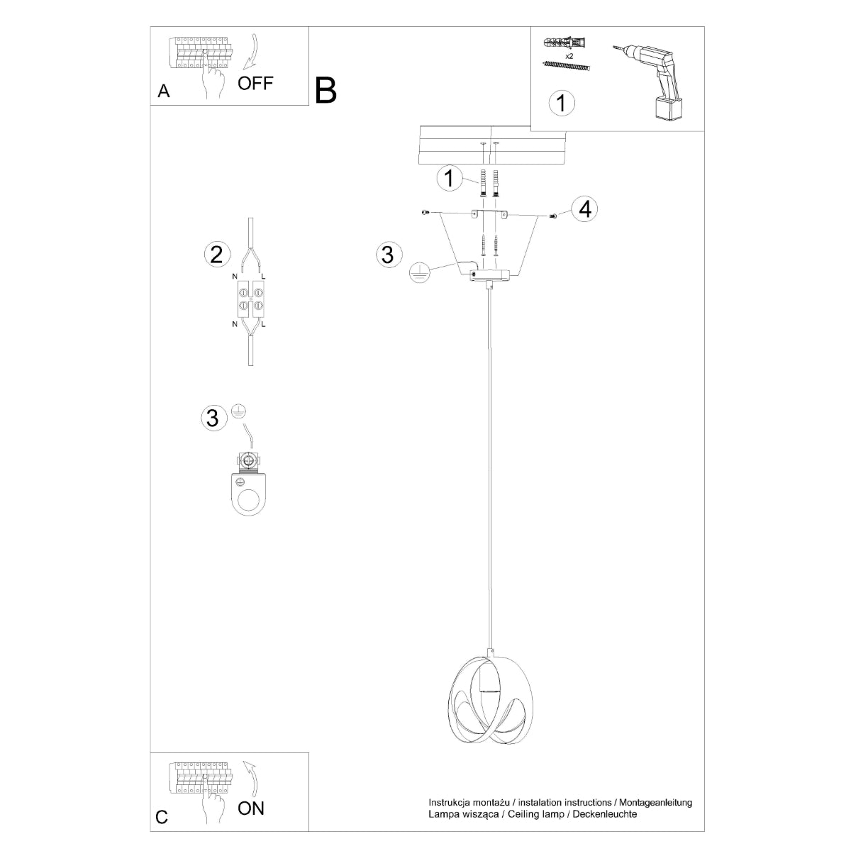 TULOS 1 hanging light white