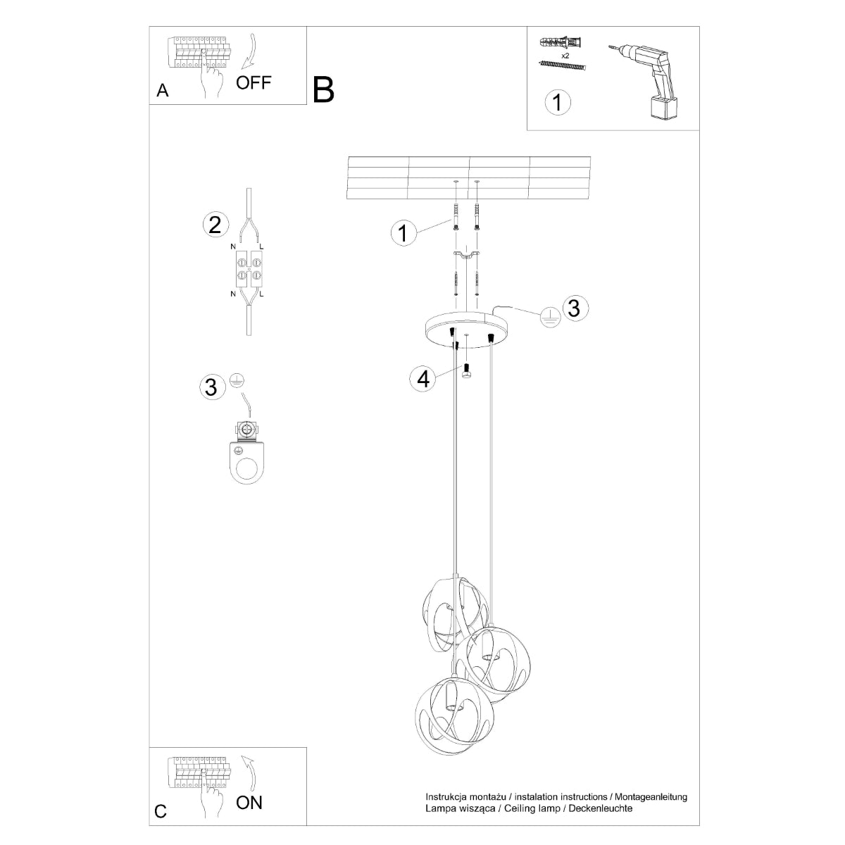 Hanging light TULOS 3P white