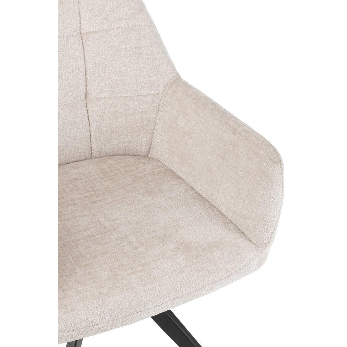 Louna gestoffeerde stoel in ivoor met metalen frame, 85 cm