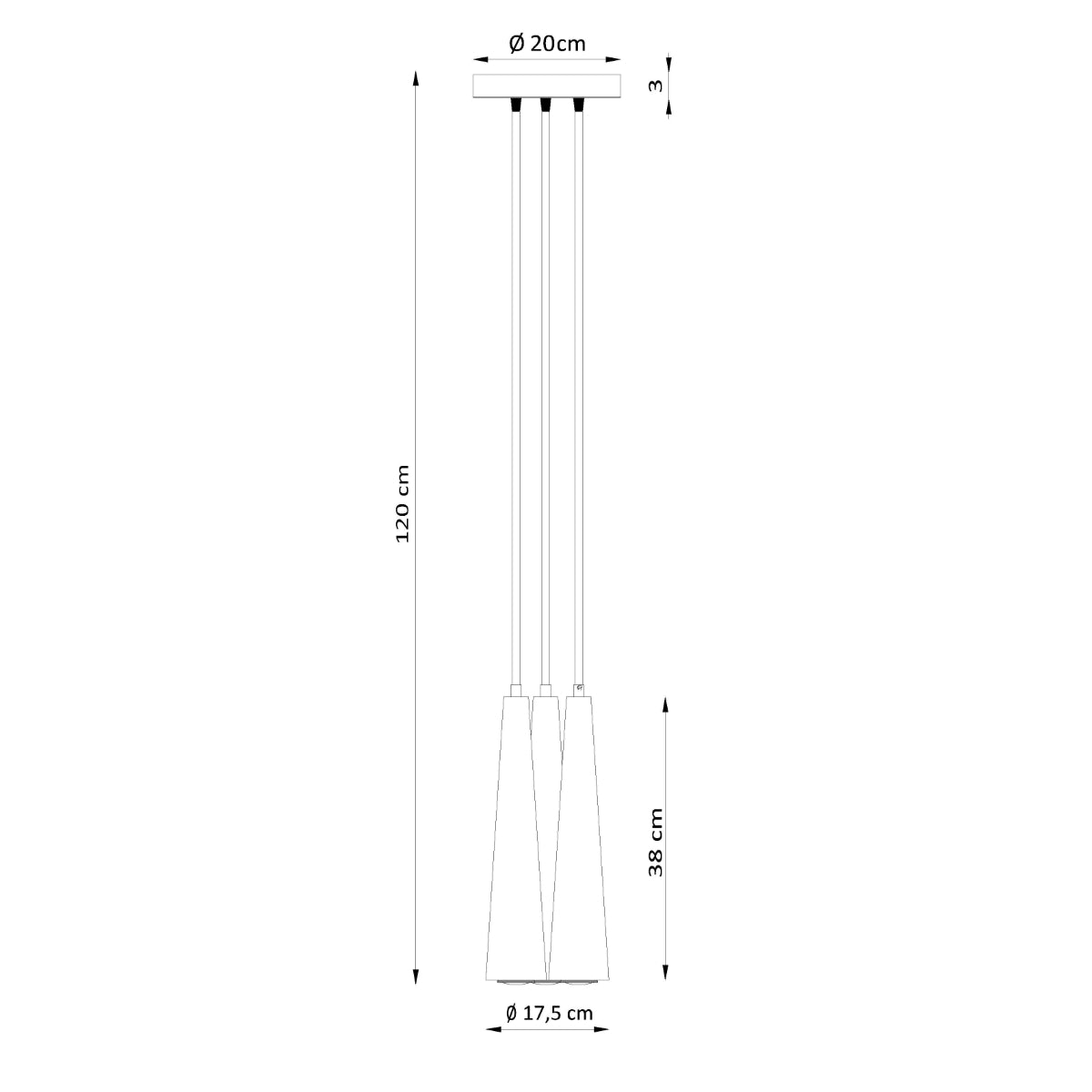 Hanging light SULA 3P natural wood