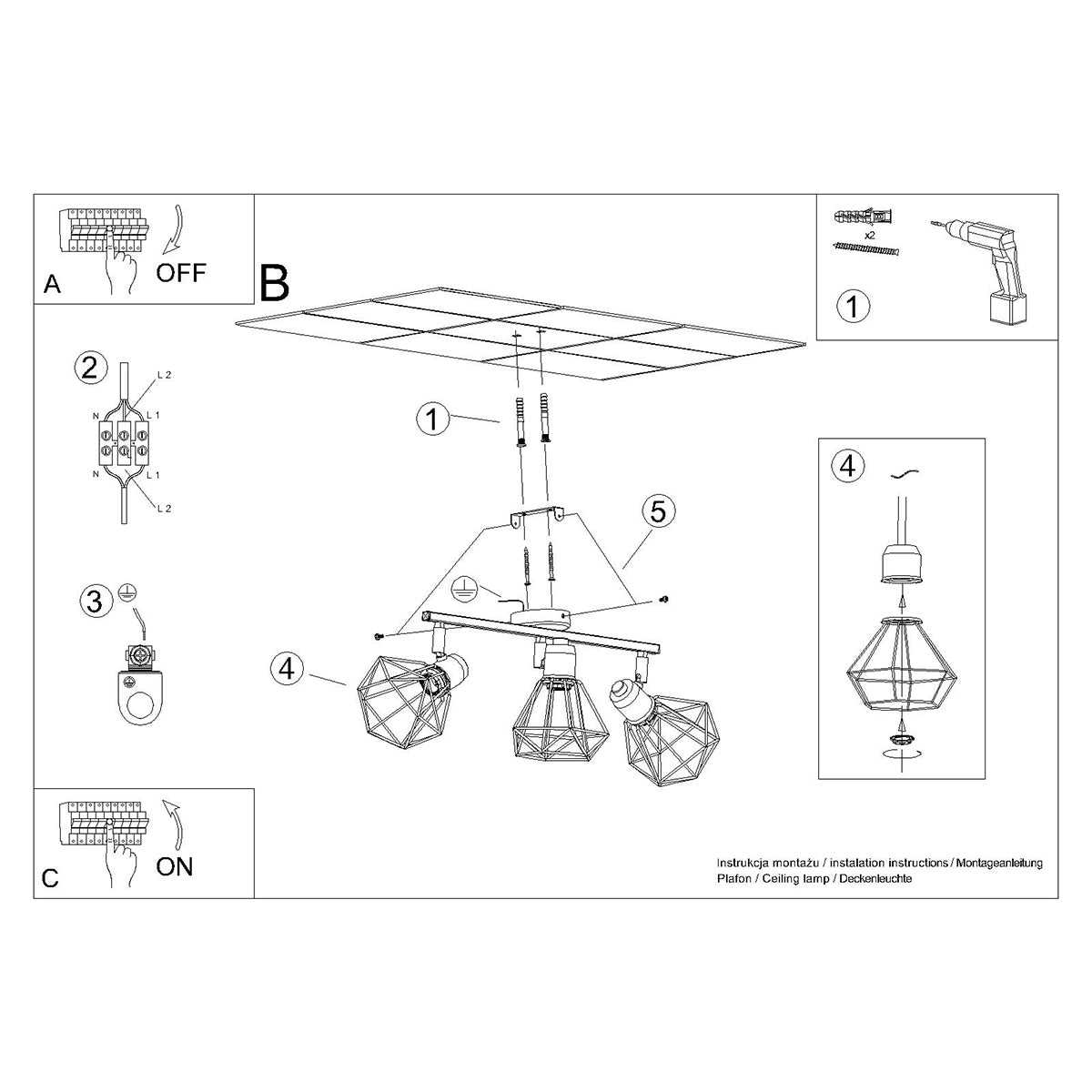 Ceiling light ARTEMIS 3 black