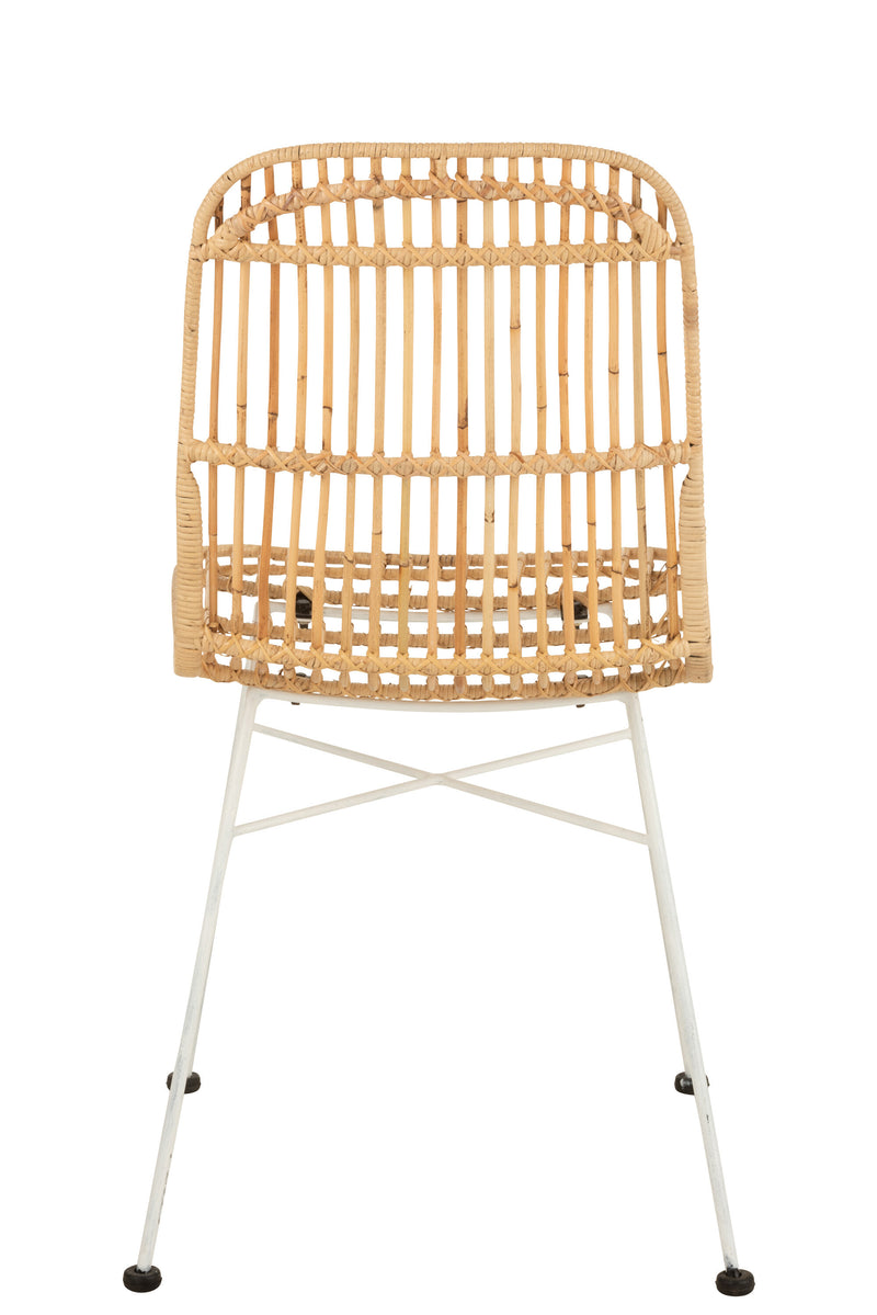 Set of 2 Ema rattan chairs with metal frame and legs in natural/white - stylish seating furniture for an attractive living environment