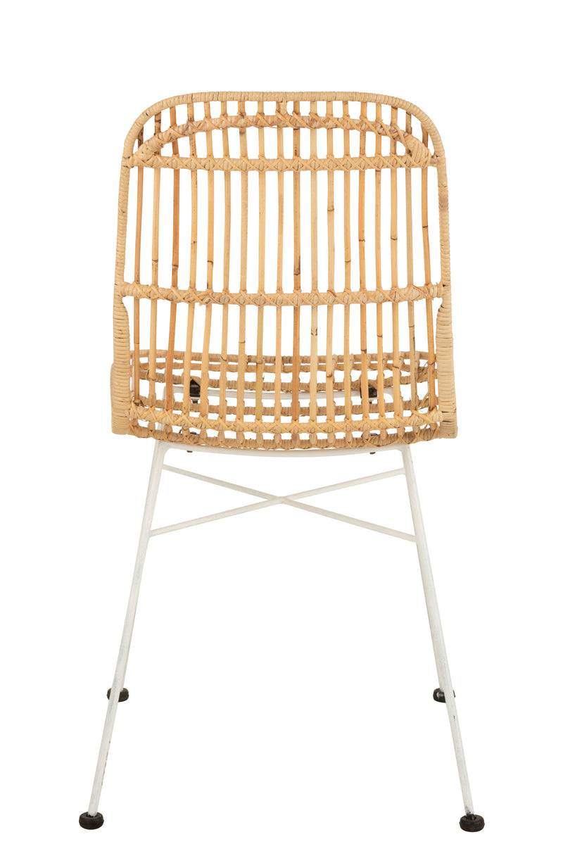2er Set Stuhl Ema Rattan mit Metallgestell und Beinen in Natur/Weiß - Stilvolle Sitzmöbel für ein ansprechendes Wohnambiente