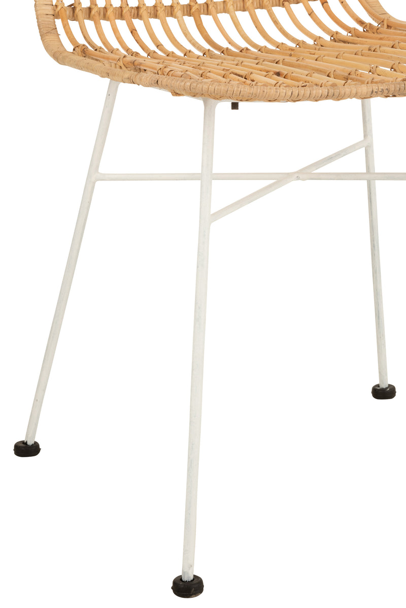 Set of 2 Ema rattan chairs with metal frame and legs in natural/white - stylish seating furniture for an attractive living environment