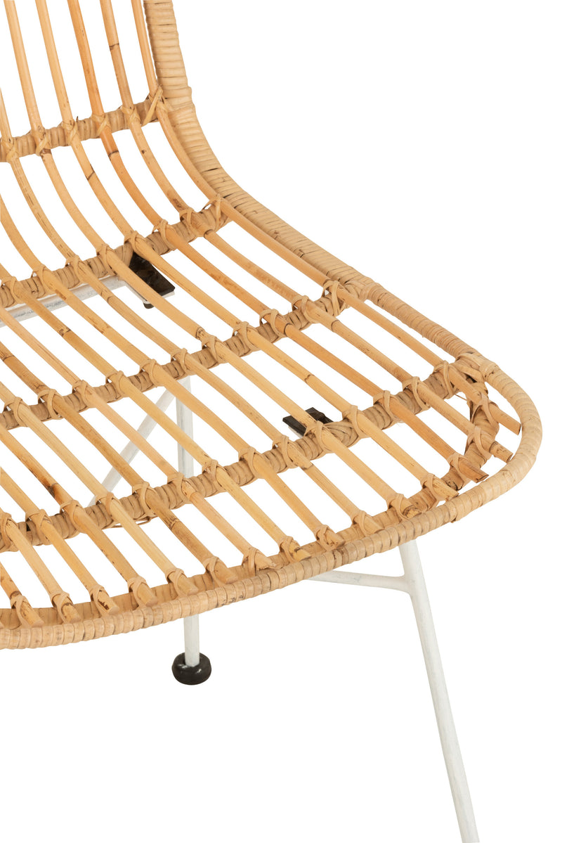 Set of 2 Ema rattan chairs with metal frame and legs in natural/white - stylish seating furniture for an attractive living environment
