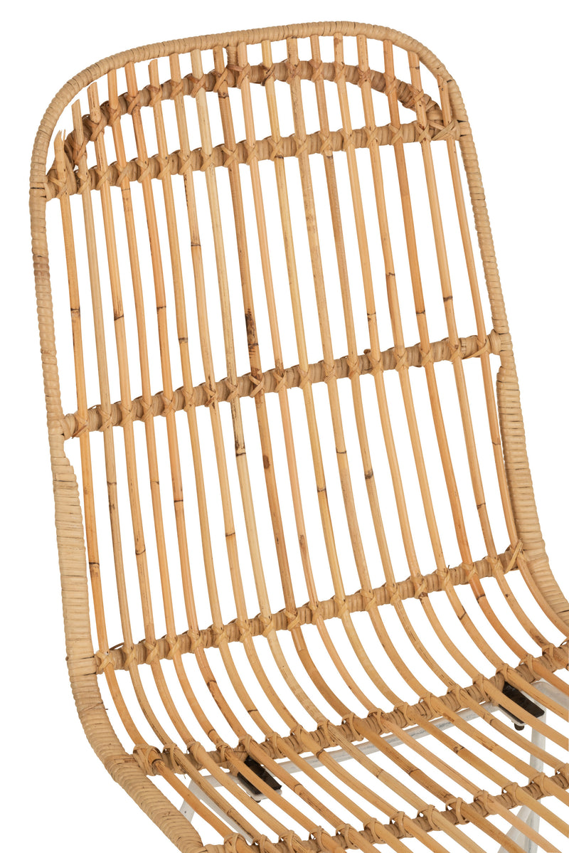 Set of 2 Ema rattan chairs with metal frame and legs in natural/white - stylish seating furniture for an attractive living environment