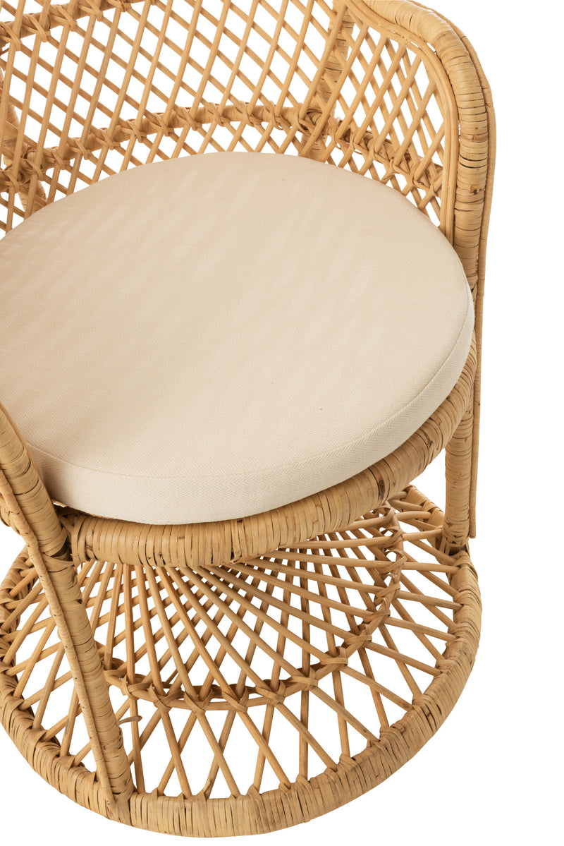 Stuhl Pfau inklusive Kissen Rattan Naturell - Einzigartiges Design und bequemer Sitzplatz für Ihr Zuhause