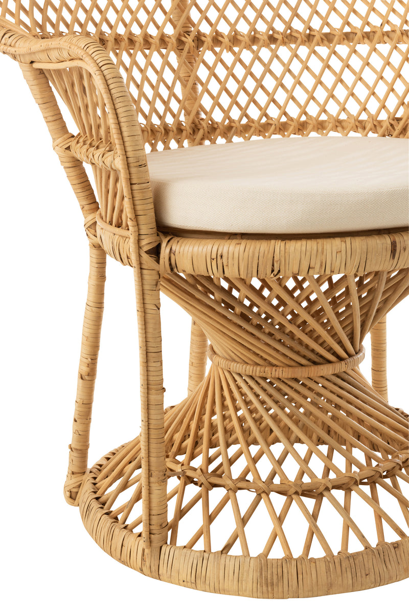 Stuhl Pfau inklusive Kissen Rattan Naturell - Einzigartiges Design und bequemer Sitzplatz für Ihr Zuhause