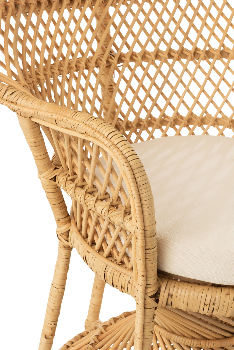 Stuhl Pfau inklusive Kissen Rattan Naturell - Einzigartiges Design und bequemer Sitzplatz für Ihr Zuhause