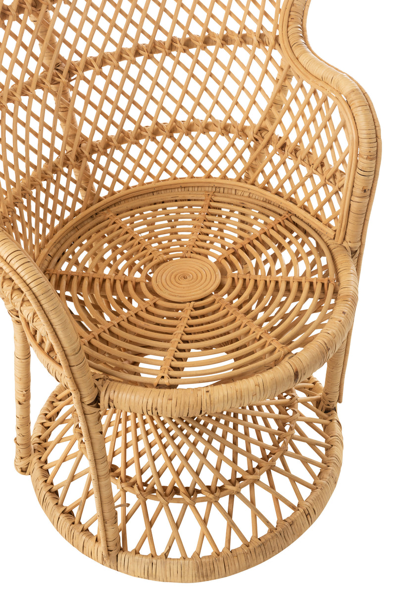 Stuhl Pfau inklusive Kissen Rattan Naturell - Einzigartiges Design und bequemer Sitzplatz für Ihr Zuhause