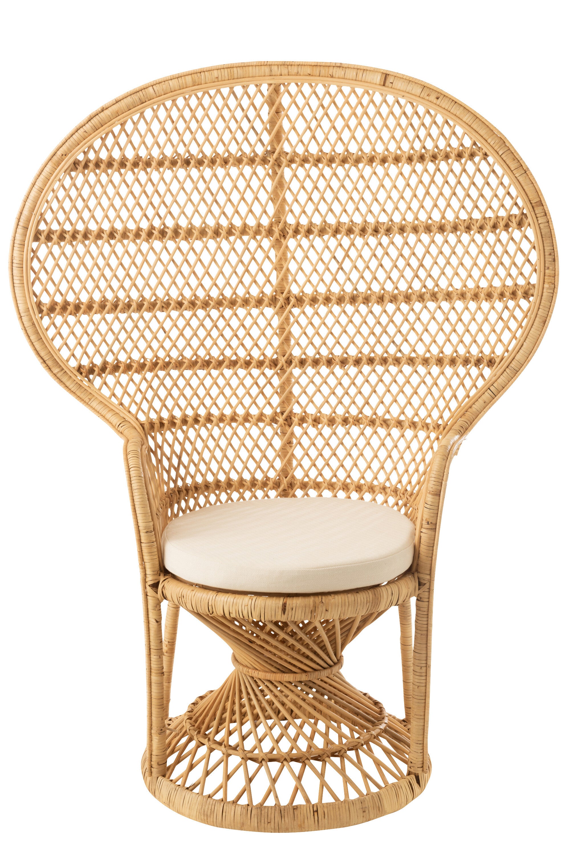 Stuhl Pfau inklusive Kissen Rattan Naturell - Einzigartiges Design und bequemer Sitzplatz für Ihr Zuhause