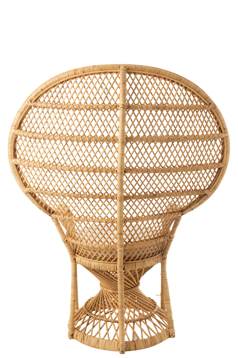Stuhl Pfau inklusive Kissen Rattan Naturell - Einzigartiges Design und bequemer Sitzplatz für Ihr Zuhause