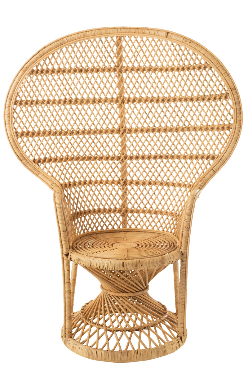 Stuhl Pfau inklusive Kissen Rattan Naturell - Einzigartiges Design und bequemer Sitzplatz für Ihr Zuhause