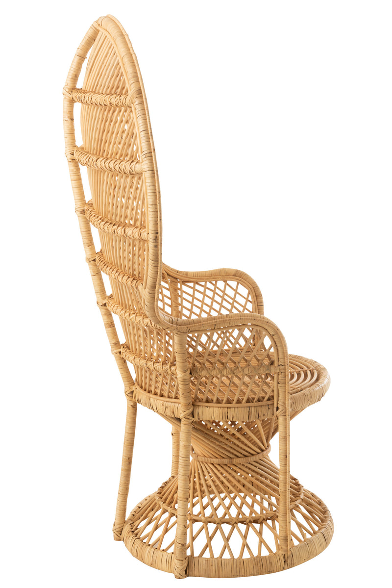 Stuhl Pfau inklusive Kissen Rattan Naturell - Einzigartiges Design und bequemer Sitzplatz für Ihr Zuhause