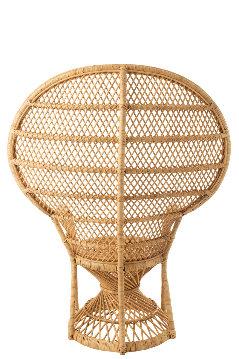 Stuhl Pfau inklusive Kissen Rattan Naturell - Einzigartiges Design und bequemer Sitzplatz für Ihr Zuhause