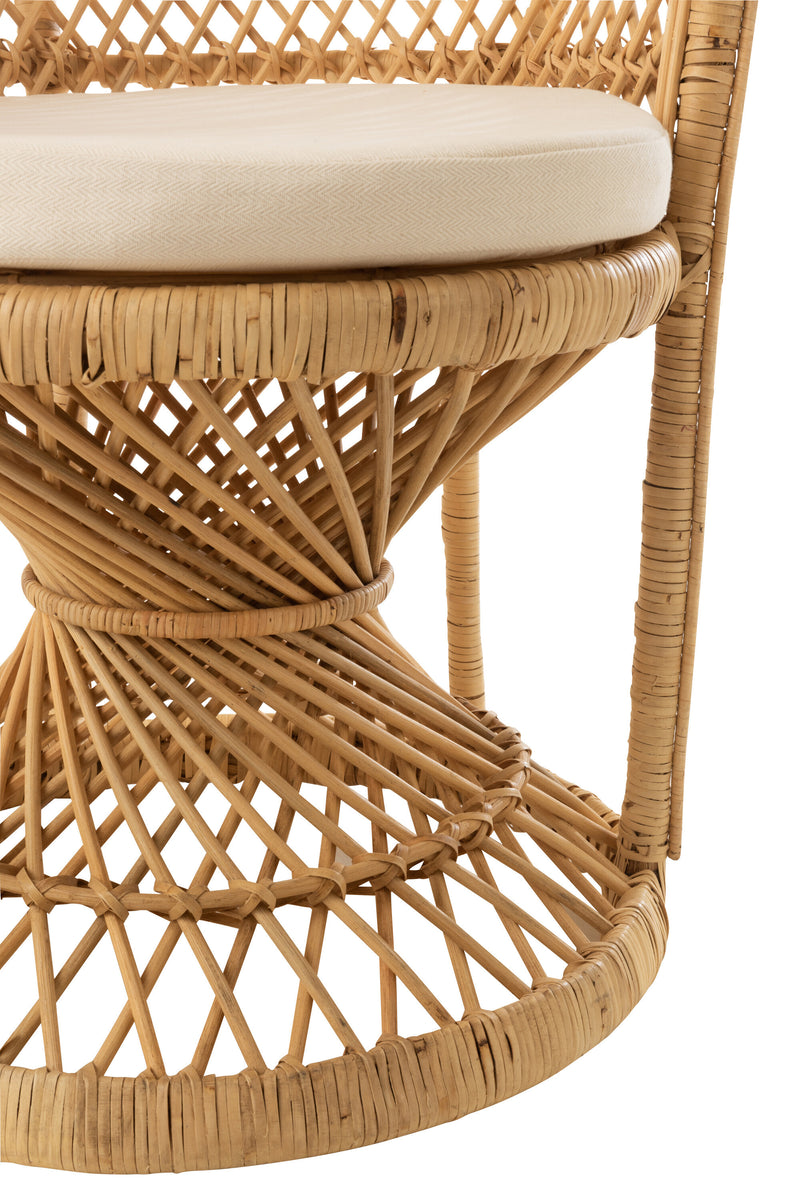 Stuhl Pfau inklusive Kissen Rattan Naturell - Einzigartiges Design und bequemer Sitzplatz für Ihr Zuhause