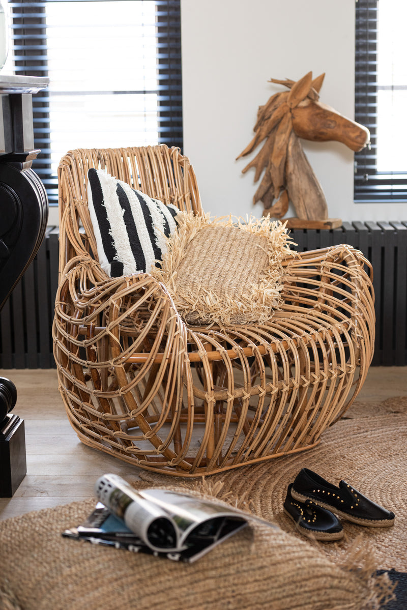 Handgemaakte rotan fauteuil 'Ana' - natuurlijke luxe voor stijlvol wonen