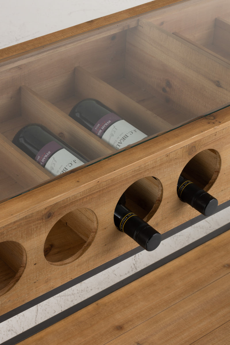 Edle Weinflaschen-Konsole 'Vino Elegance' mit Glasplatte und Naturholz – Ästhetisch und funktional