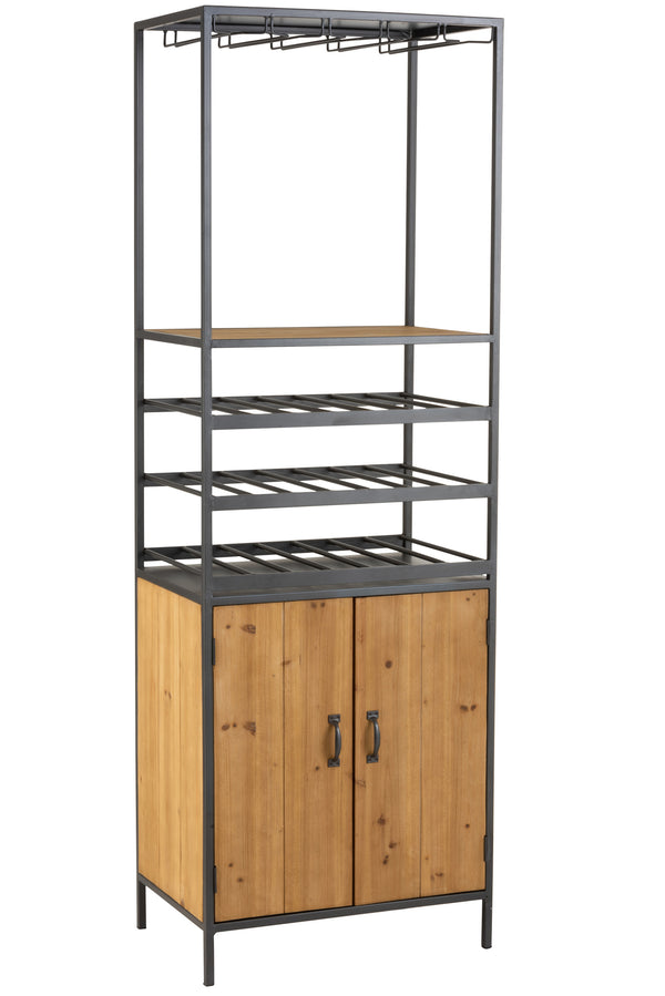 Wine lover's paradise: Elegant cabinet and shelf combination made of metal and wood - especially for wine bottles and glasses