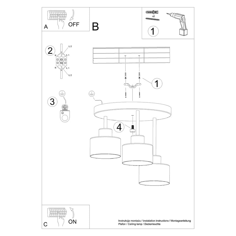 SAVAR 3 ceiling light black