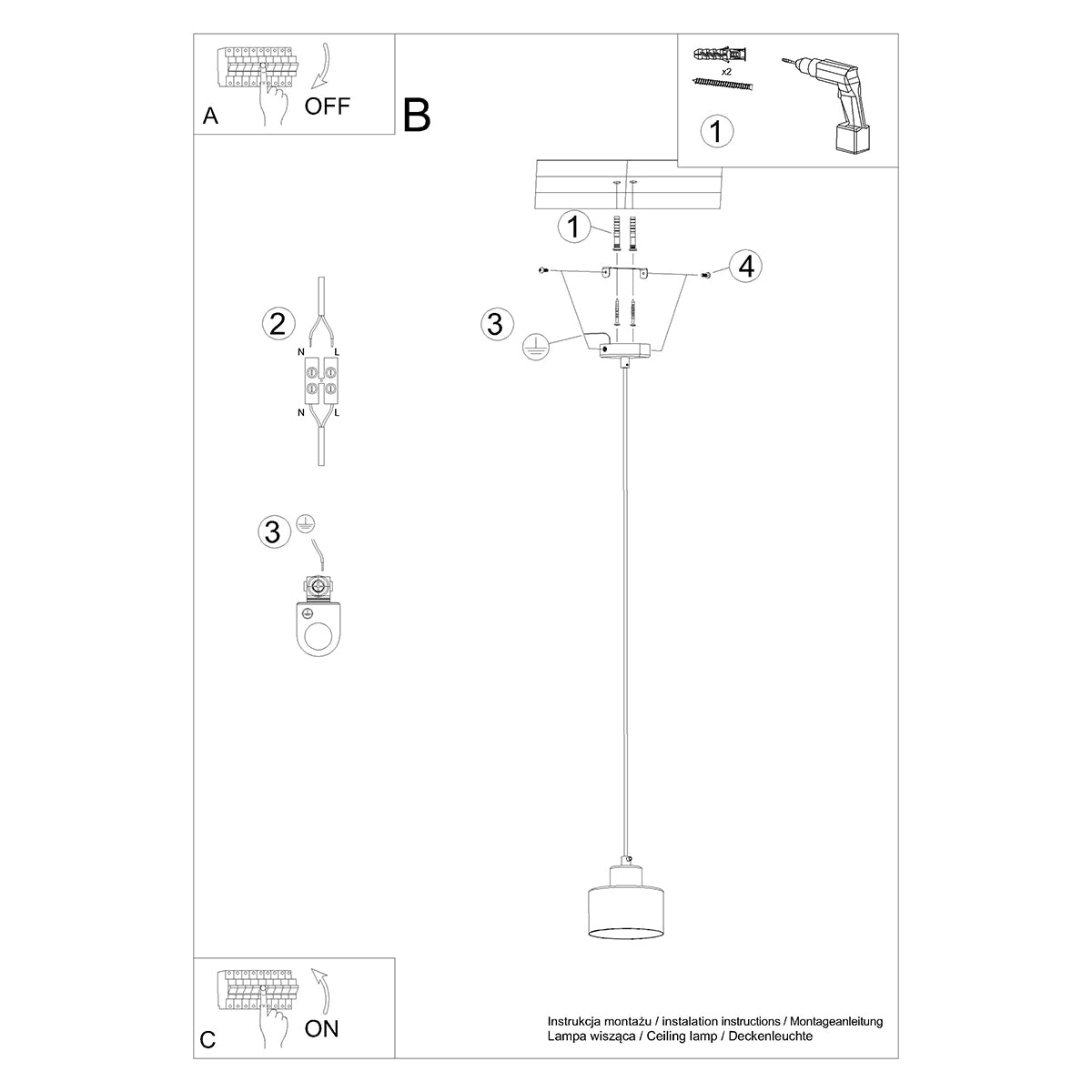 SAVAR 1 hanging light black