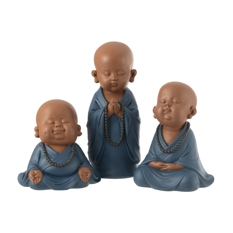 Monk Prayer Figurine – Spiritual Polyresin Sculpture in Blue