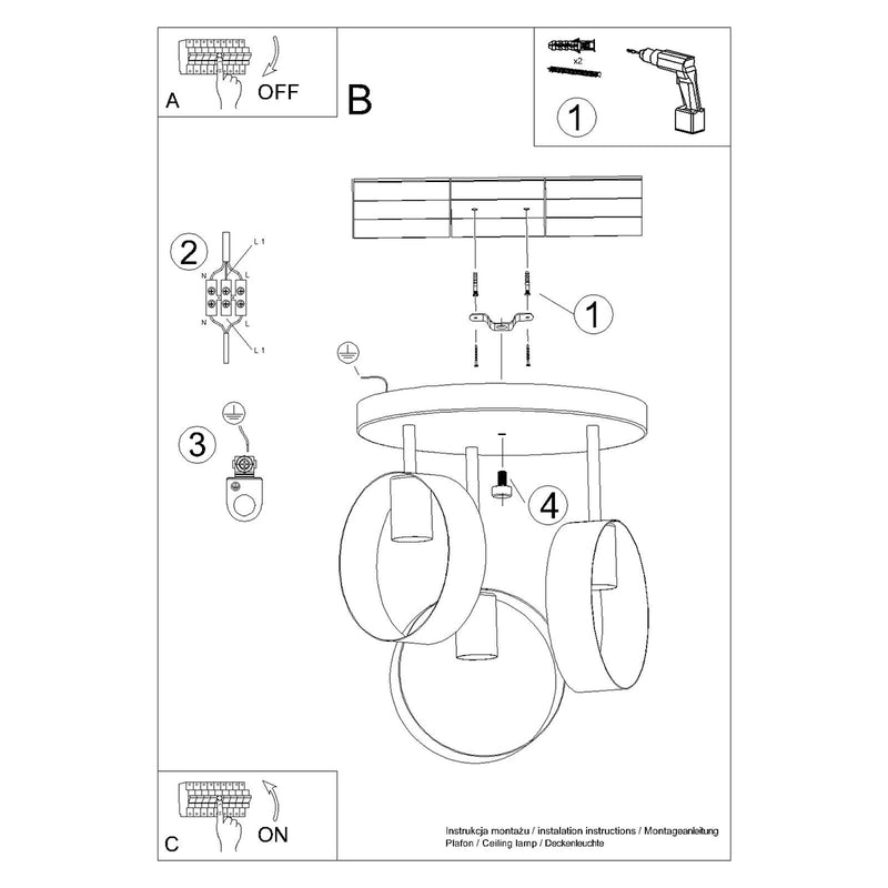 TITRAN 3 ceiling light white