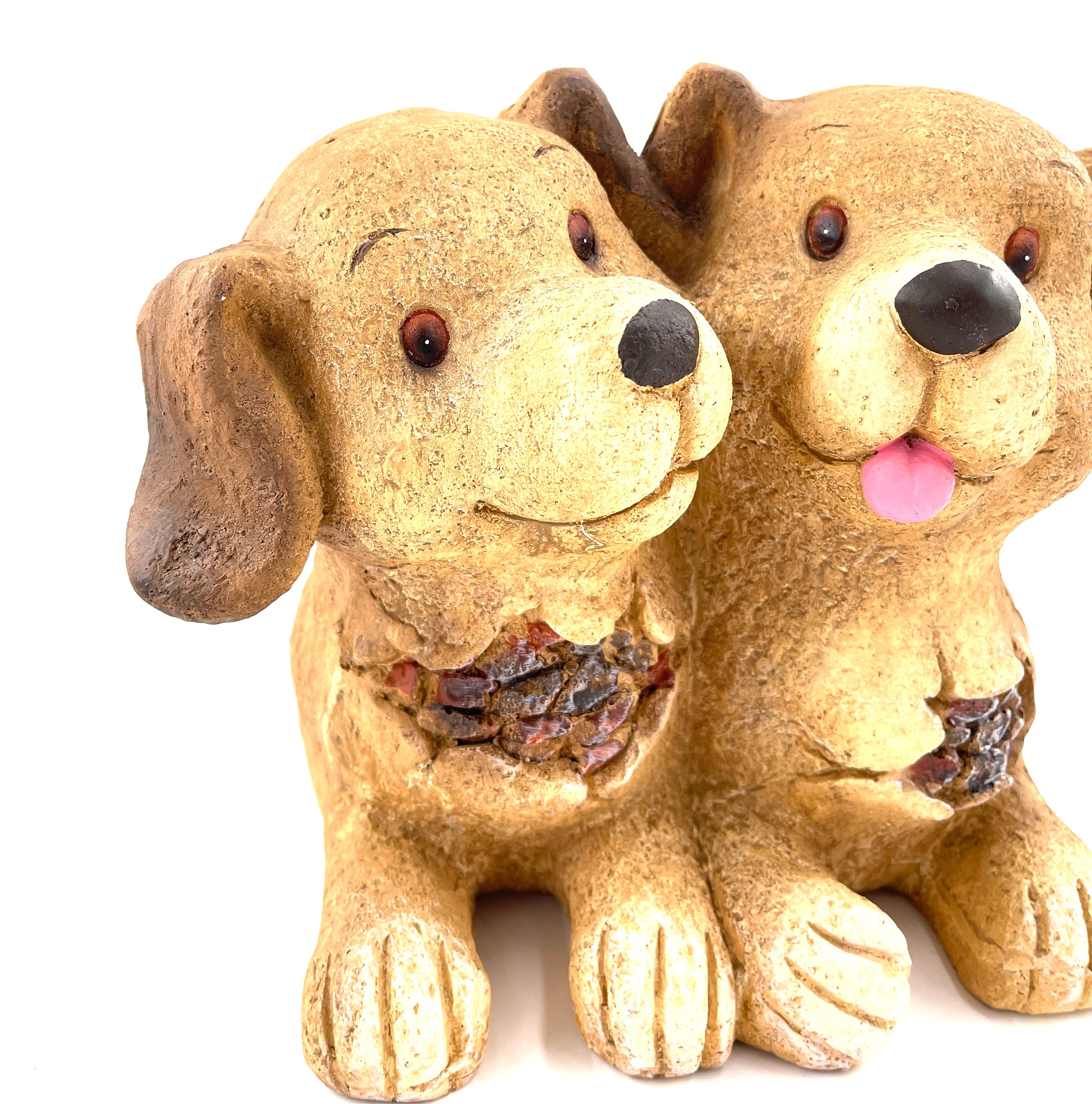 Planter dog couple decorative flowerpot 31 cm magnesia