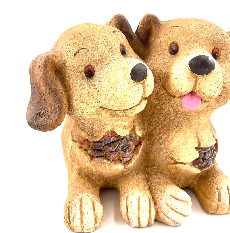 Planter dog couple decorative flowerpot 31 cm magnesia