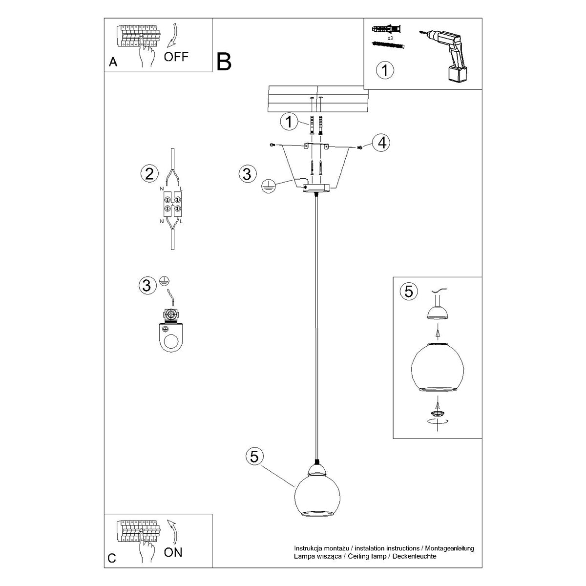 ALINO 1 hanglamp zwart