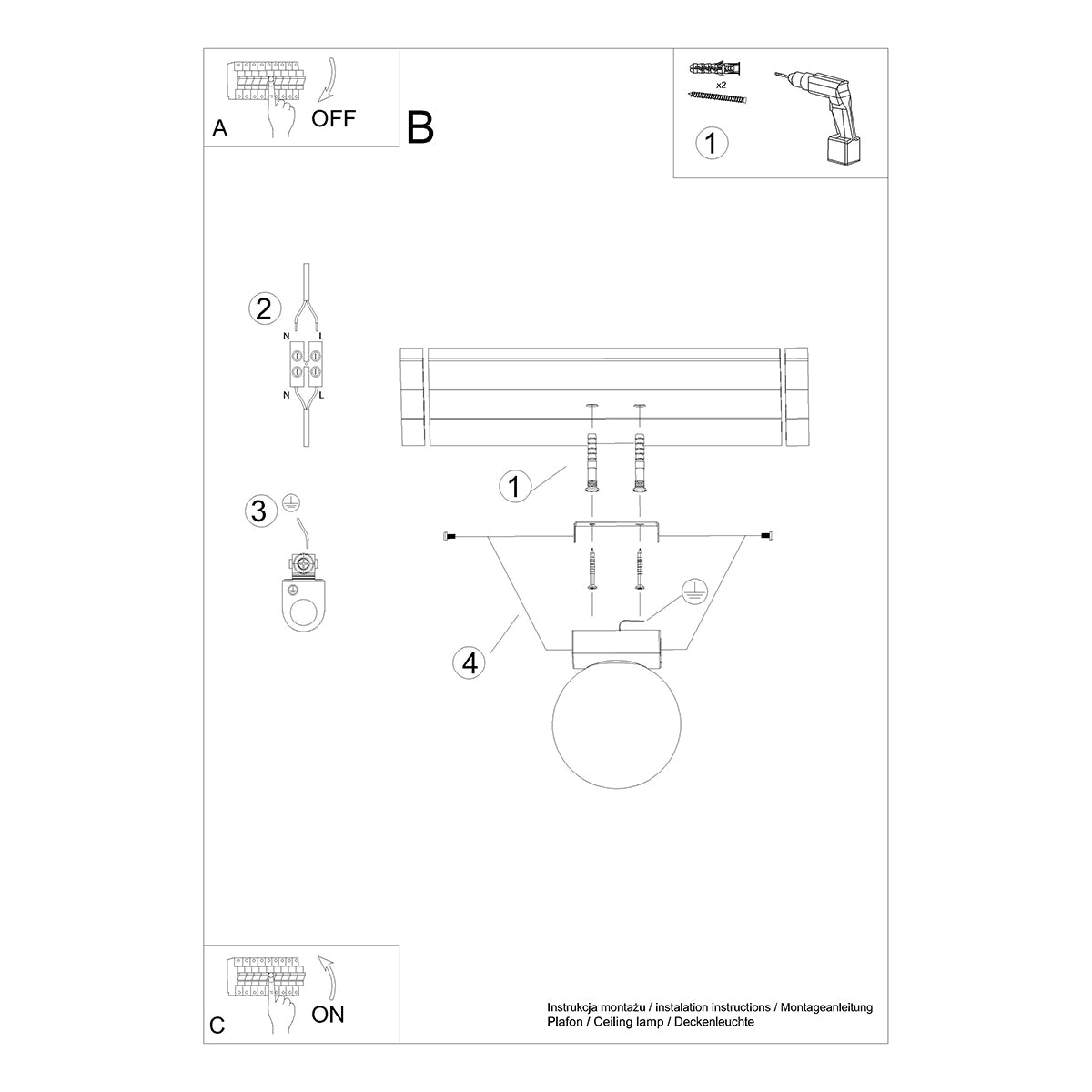Ceiling light YOLI 1 black