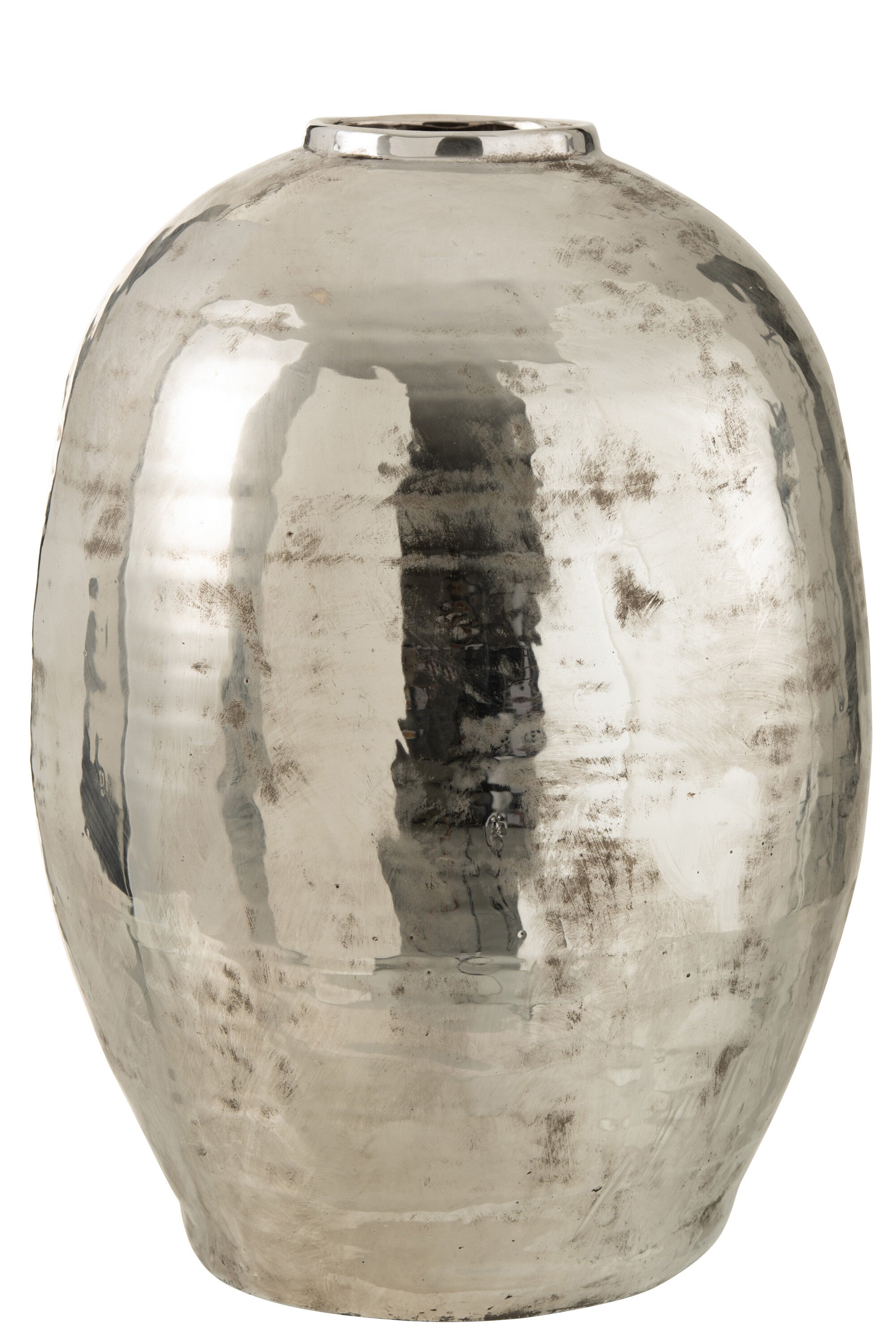 Modern XL round Arya silver vase made of metal - a highlight for your home