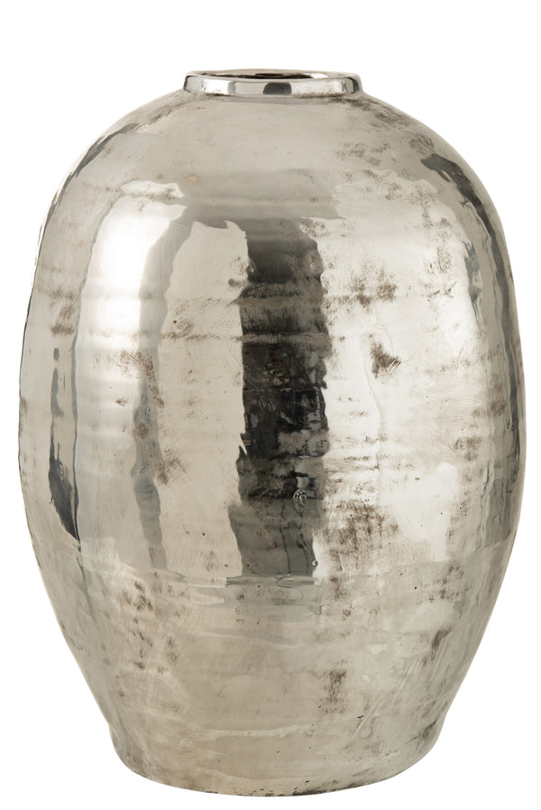 Moderne XL Runde Silbervase Arya aus Metall - Ein Glanzpunkt für Ihr Zuhause