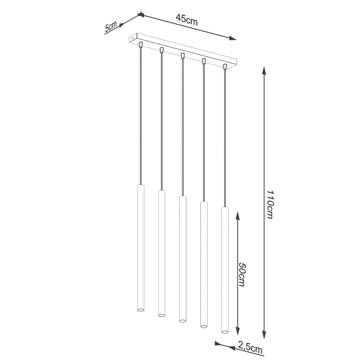 Pendant lights PASTELO 5L golden