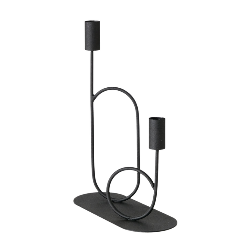 Candlestick Orlando Black Matt Metal 26 cm