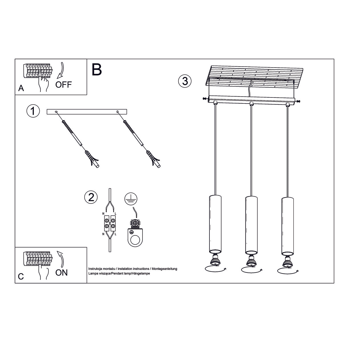 LAGOS 3 hanglampen glanzend goud