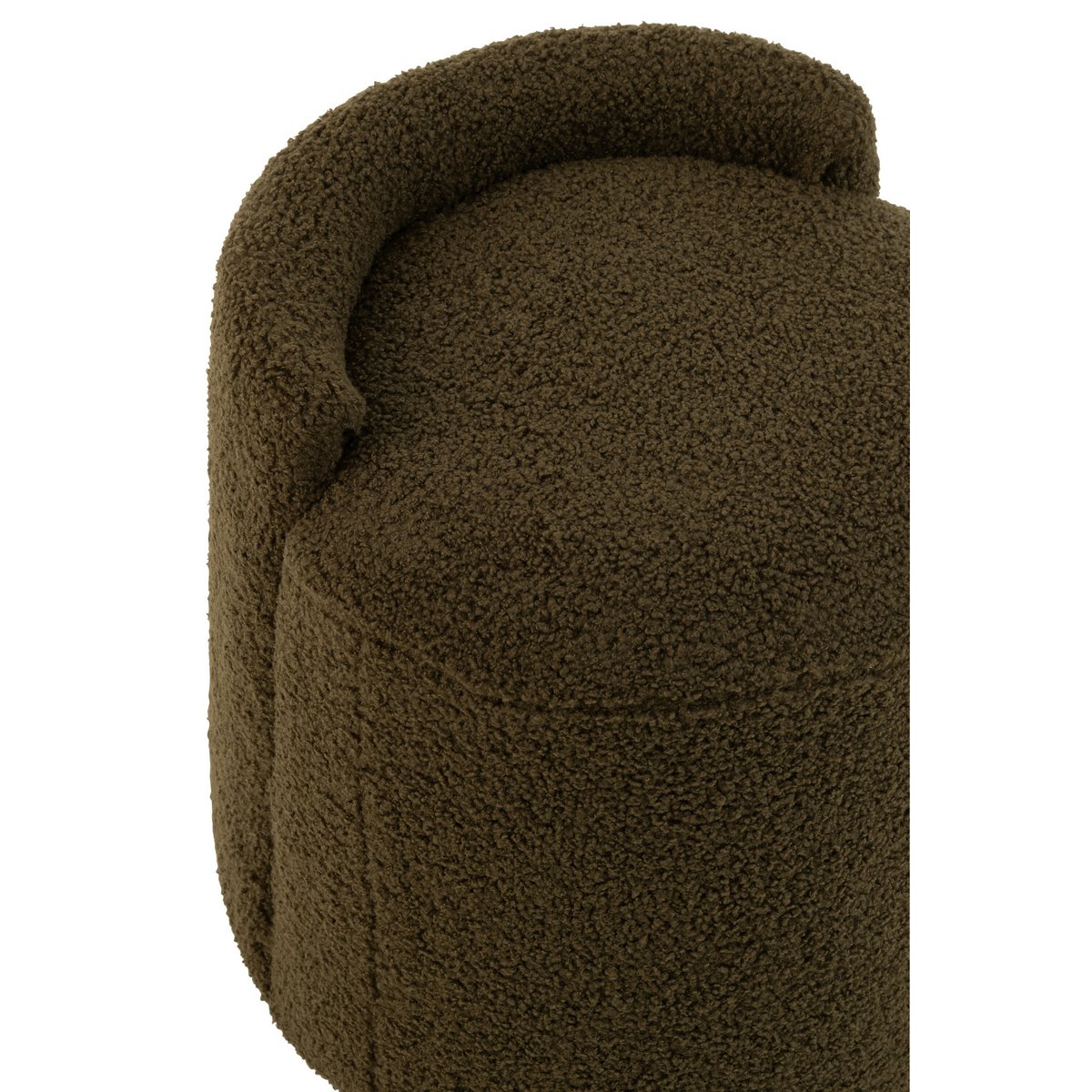 J-Line Poef Teddy Round+RugleUging Bouclé Green