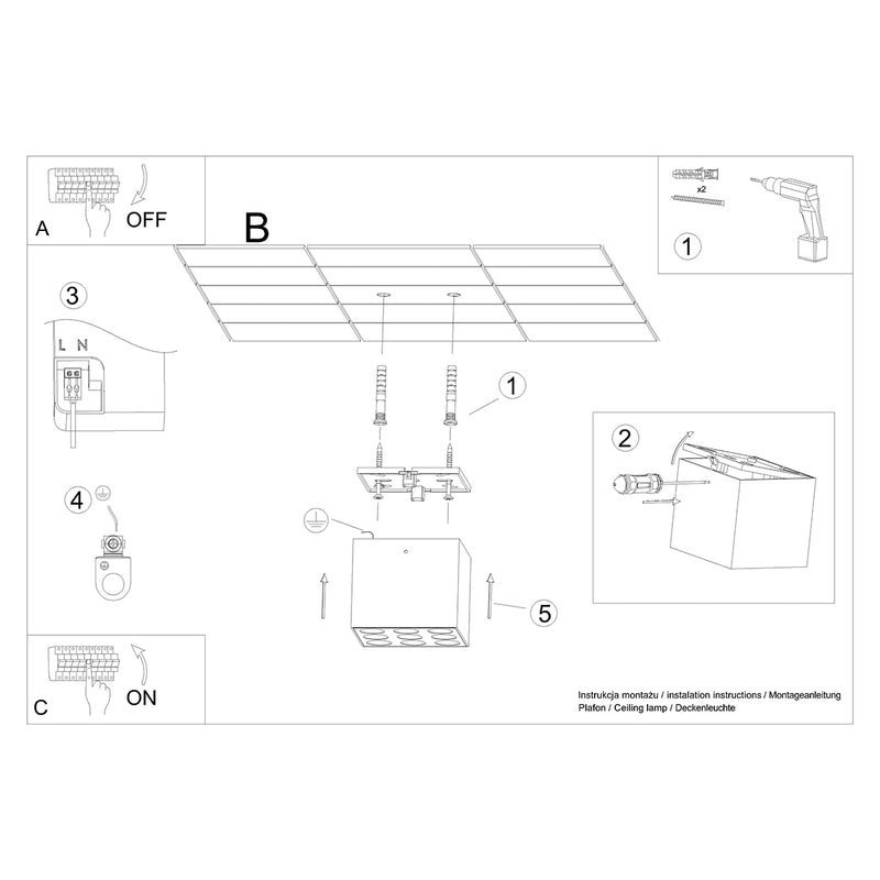 Ceiling light OZZY black LED