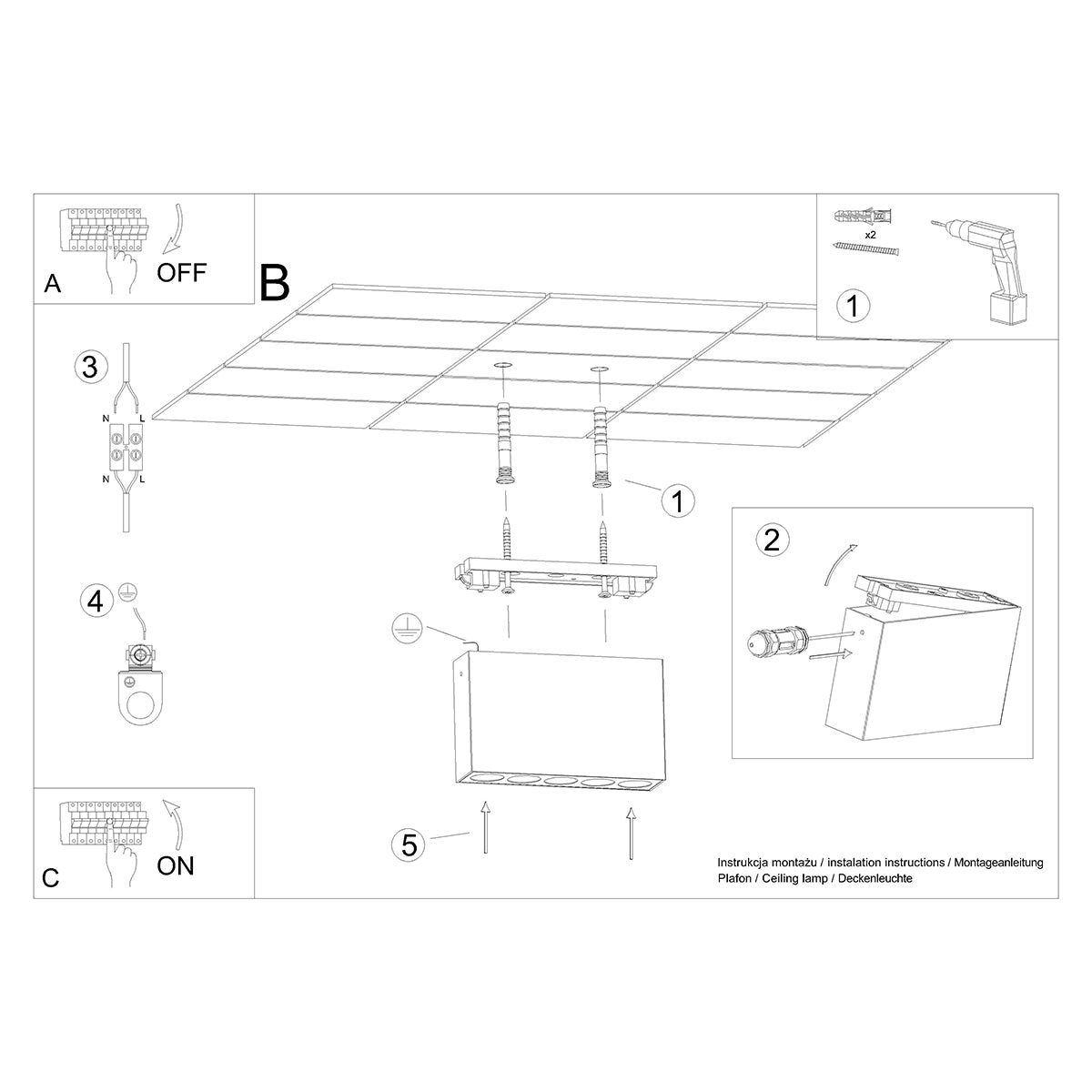 Ceiling light SOLE black LED