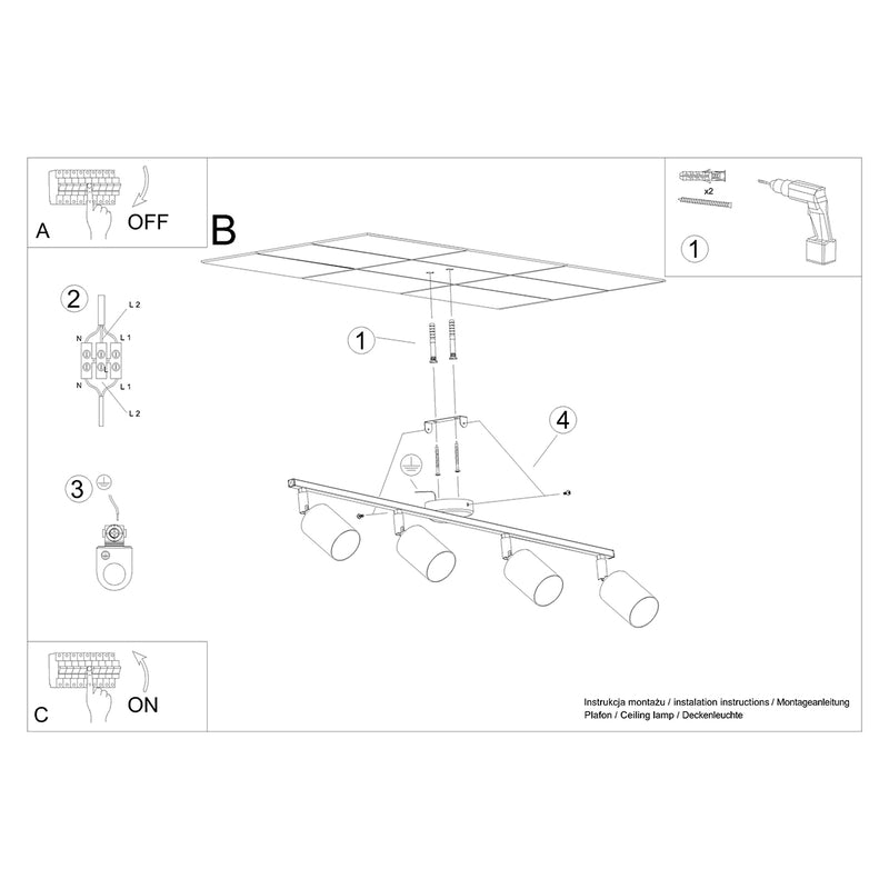 Plafondlamp LEMMI 4L wit