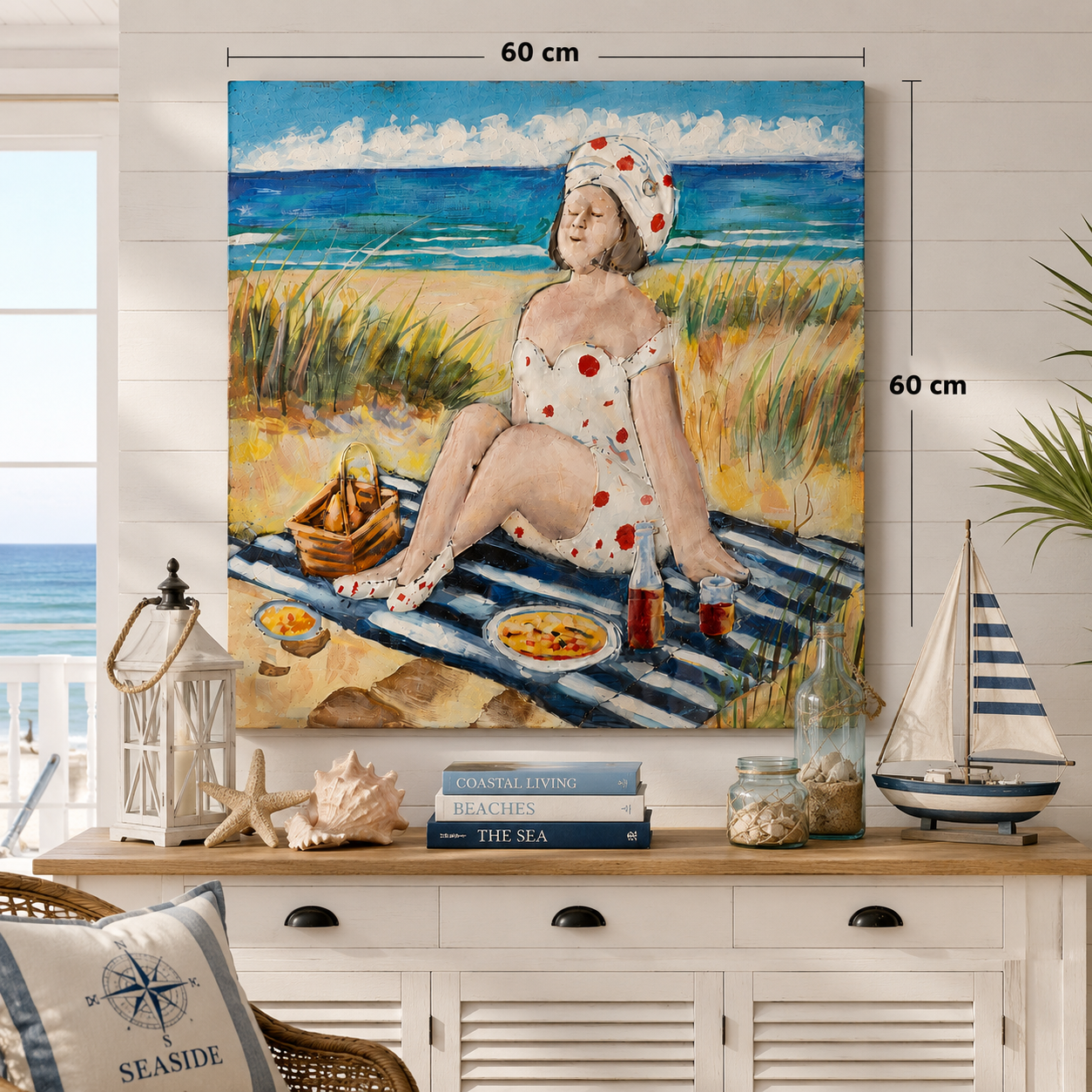 Wandbild Badedame Marisol Küstenmoment 60 cm Metall