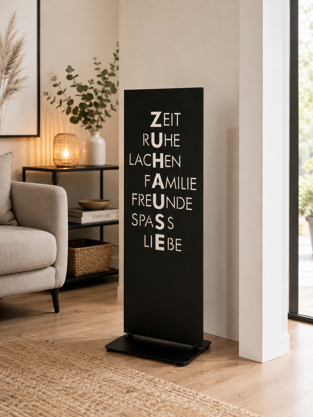Standrelief Heimzeit Zuhause aus Metall schwarz 91 cm