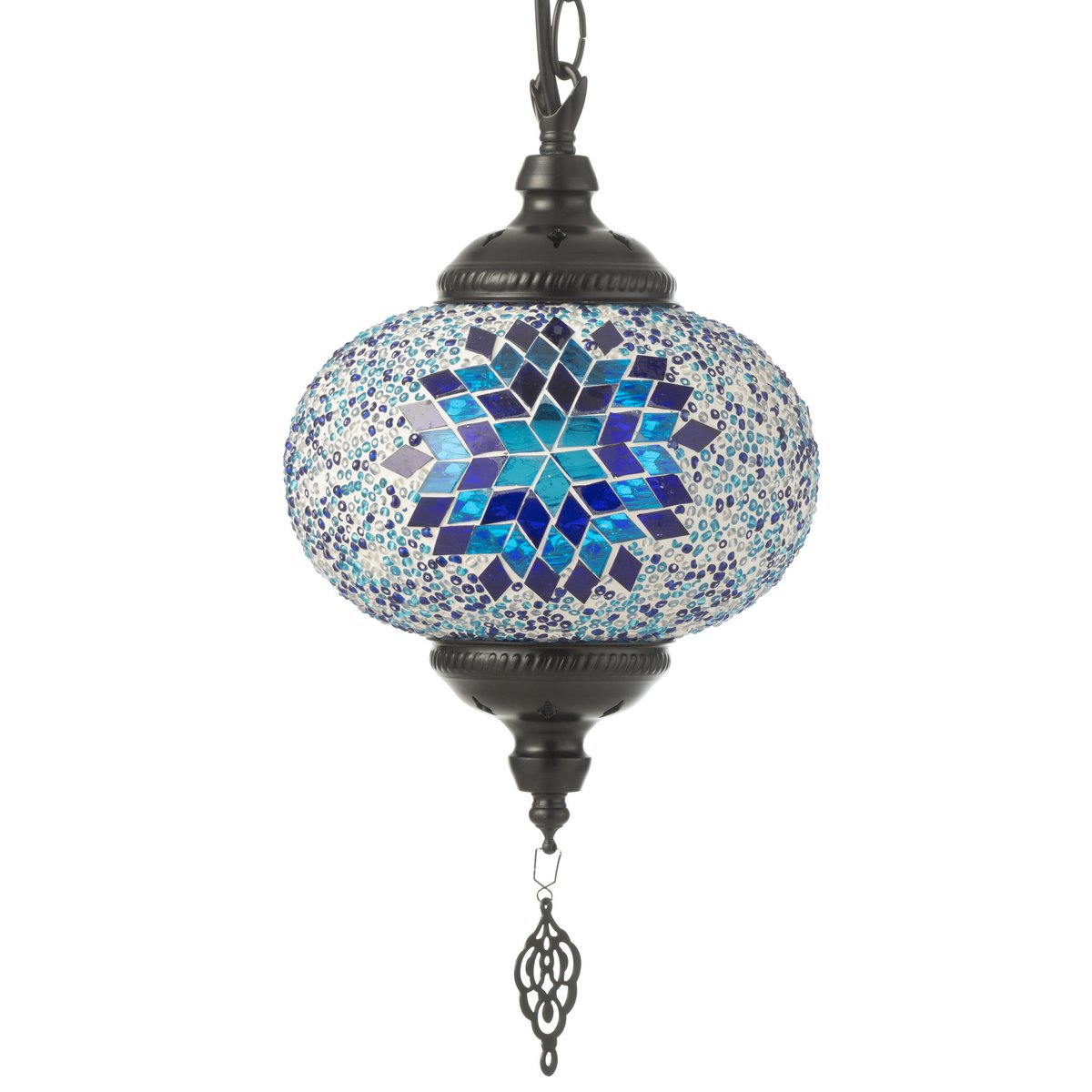 J-Line Hanglamp Mozaïek Glas/Metaal Blauw Klein