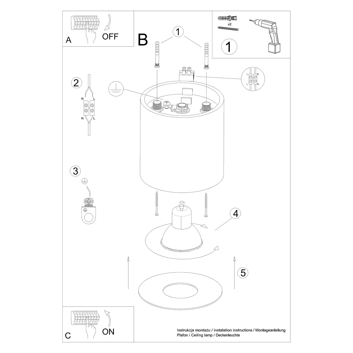 MIKA ceiling light grey