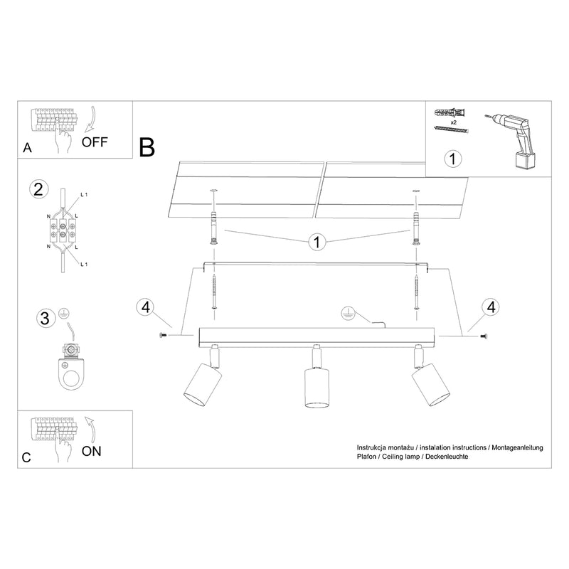 Ceiling light VERDO 3L black