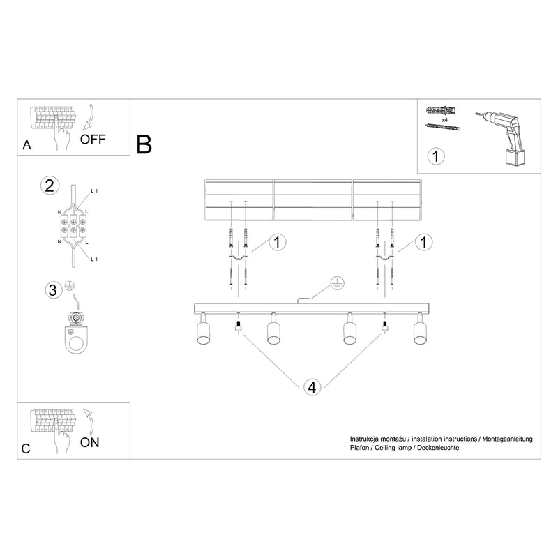 VERDO 4 ceiling light black