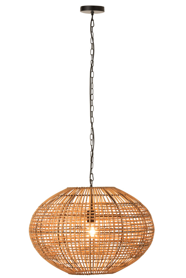 Stilvolle Hängelampe aus Rattan und Metall in Braun/Schwarz - Elegantes Lichtdesign für Ihr Zuhause