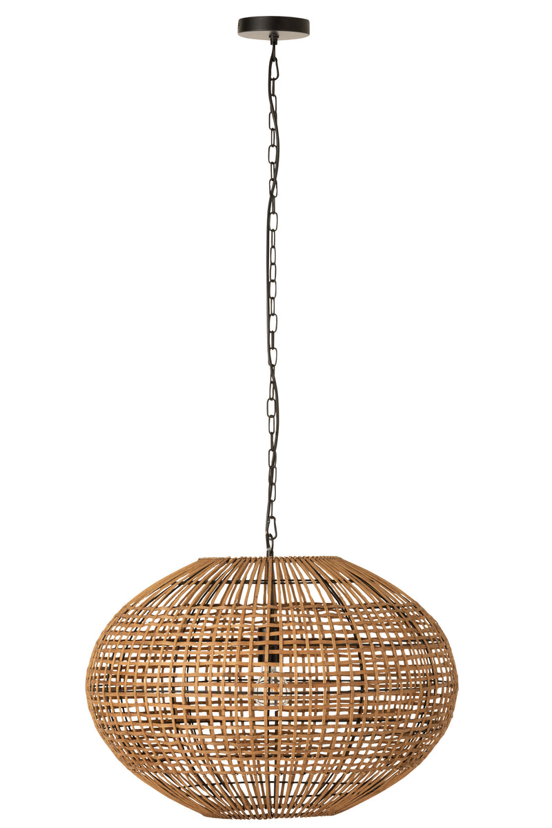 Stylish hanging lamp made of rattan and metal in brown/black - elegant lighting design for your home