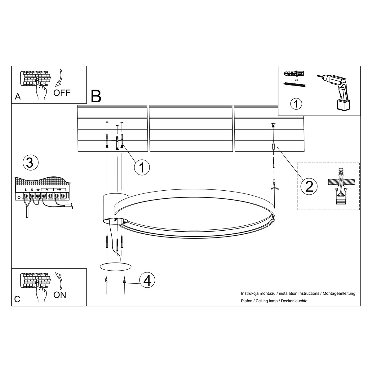 Ceiling light RIO 110 black 4000K