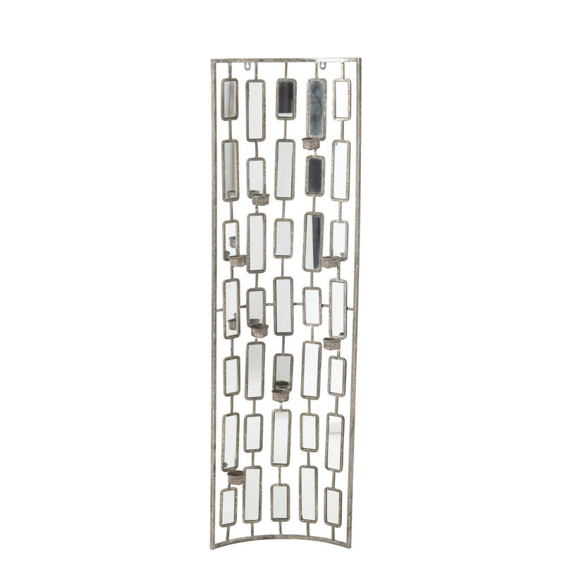 Wall decoration with metal tealight holder and mirrors in grey – large